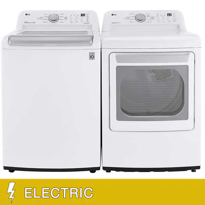 LG 5.0 cu. ft. Top Load Washer with Impeller and 7.3 cu. ft. ELECTRIC Dryer with Sensor Dry