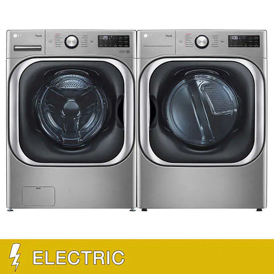 LG 5.2 cu. ft. Mega Capacity Front Load Washer and 9.0 cu. ft. Mega Capacity ELECTRIC Dryer with Built-In Intelligence