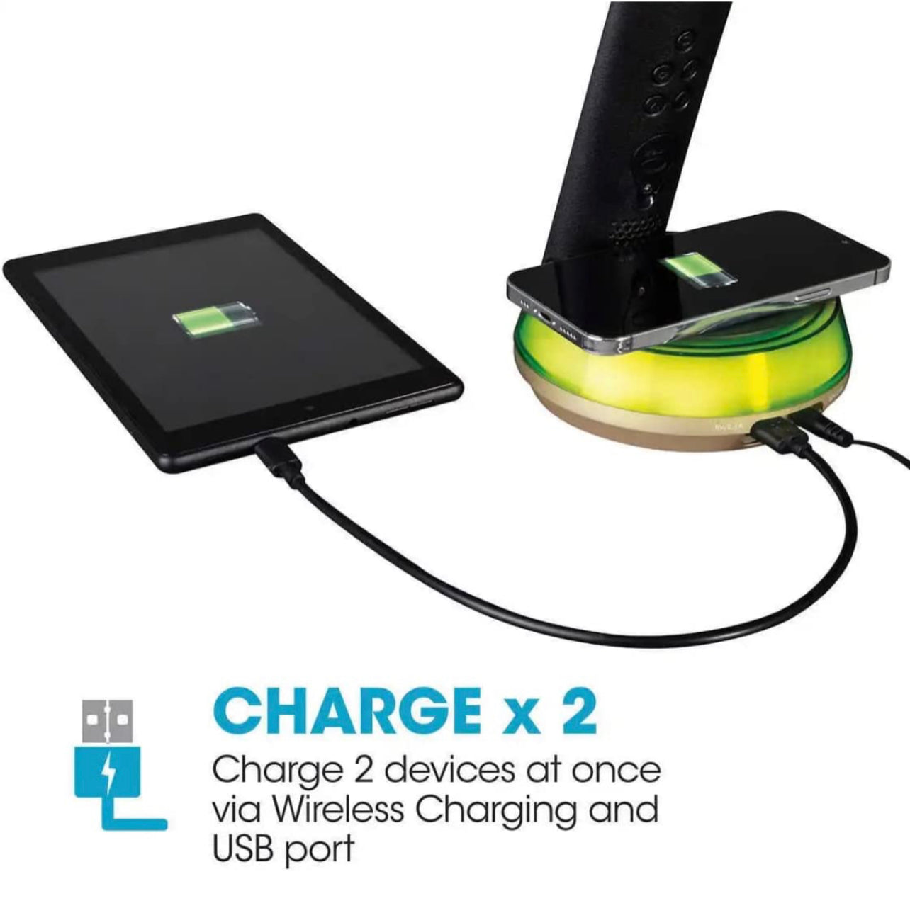 Ottlite Wellness Series Wireless Charging Lamp -Black & Gold