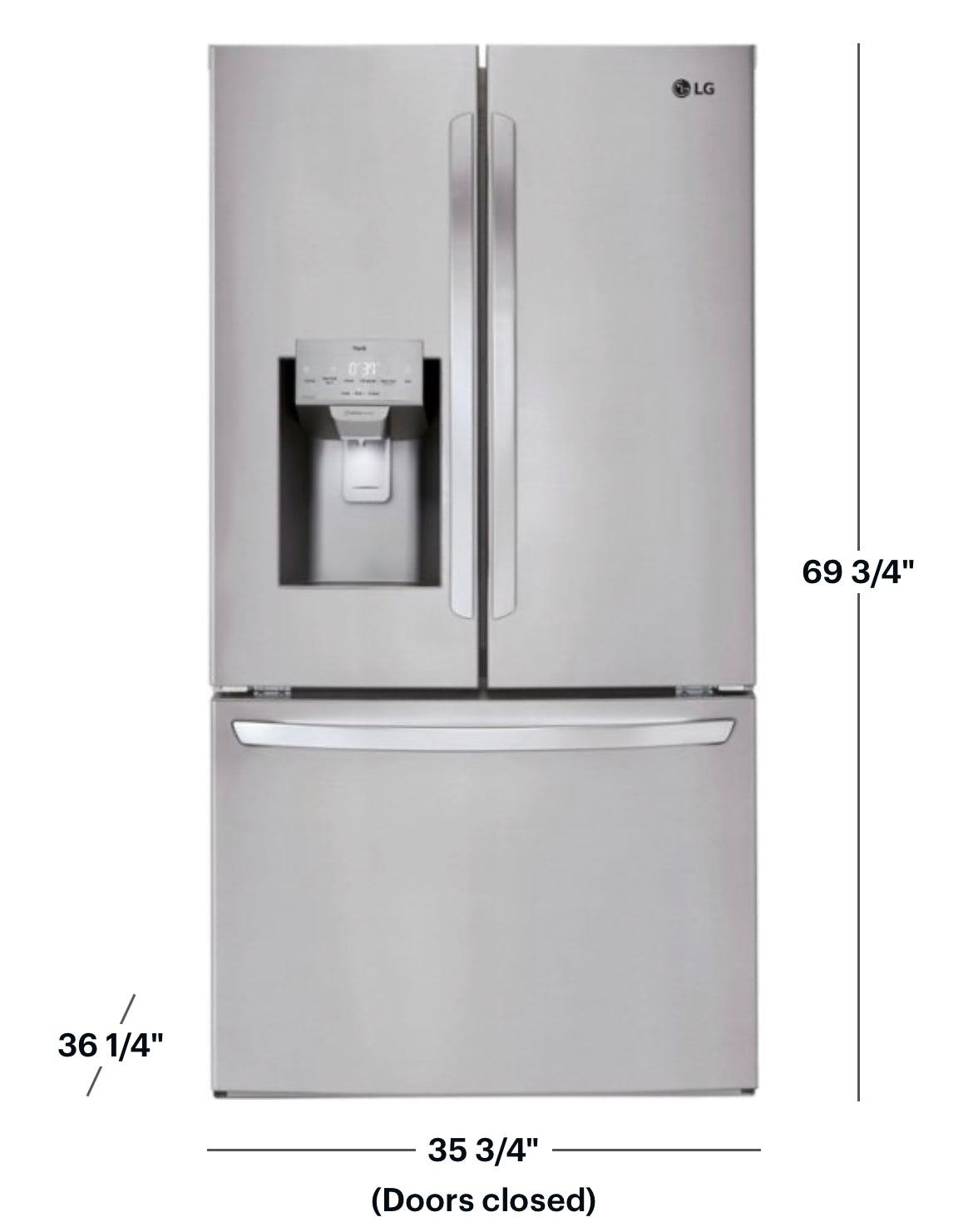 LG - 27.7 Cu. Ft. French Door Smart Refrigerator with External Ice and Water - Stainless steel