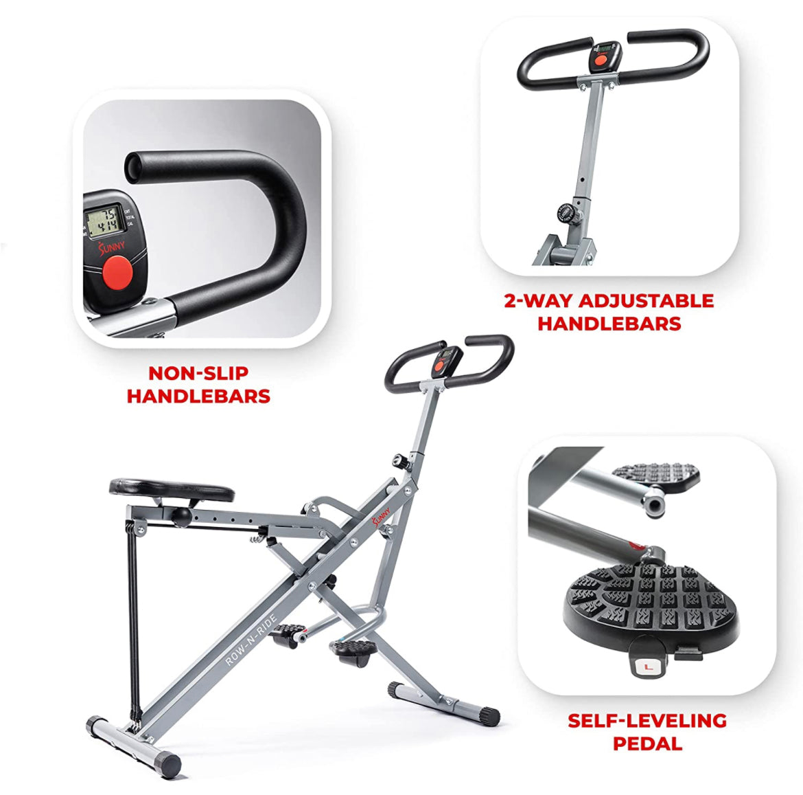 Sunny Health & Fitness Squat Assist Row-N-Ride Trainer for Glutes Workout