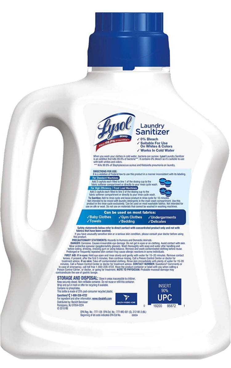 Lysol Laundry Sanitizer Additive, Bacteria-Causing Laundry Odor Eliminator, 0% Bleach Laundry Sanitizer, color, , Multi 90 Fl Oz Crisp Linen