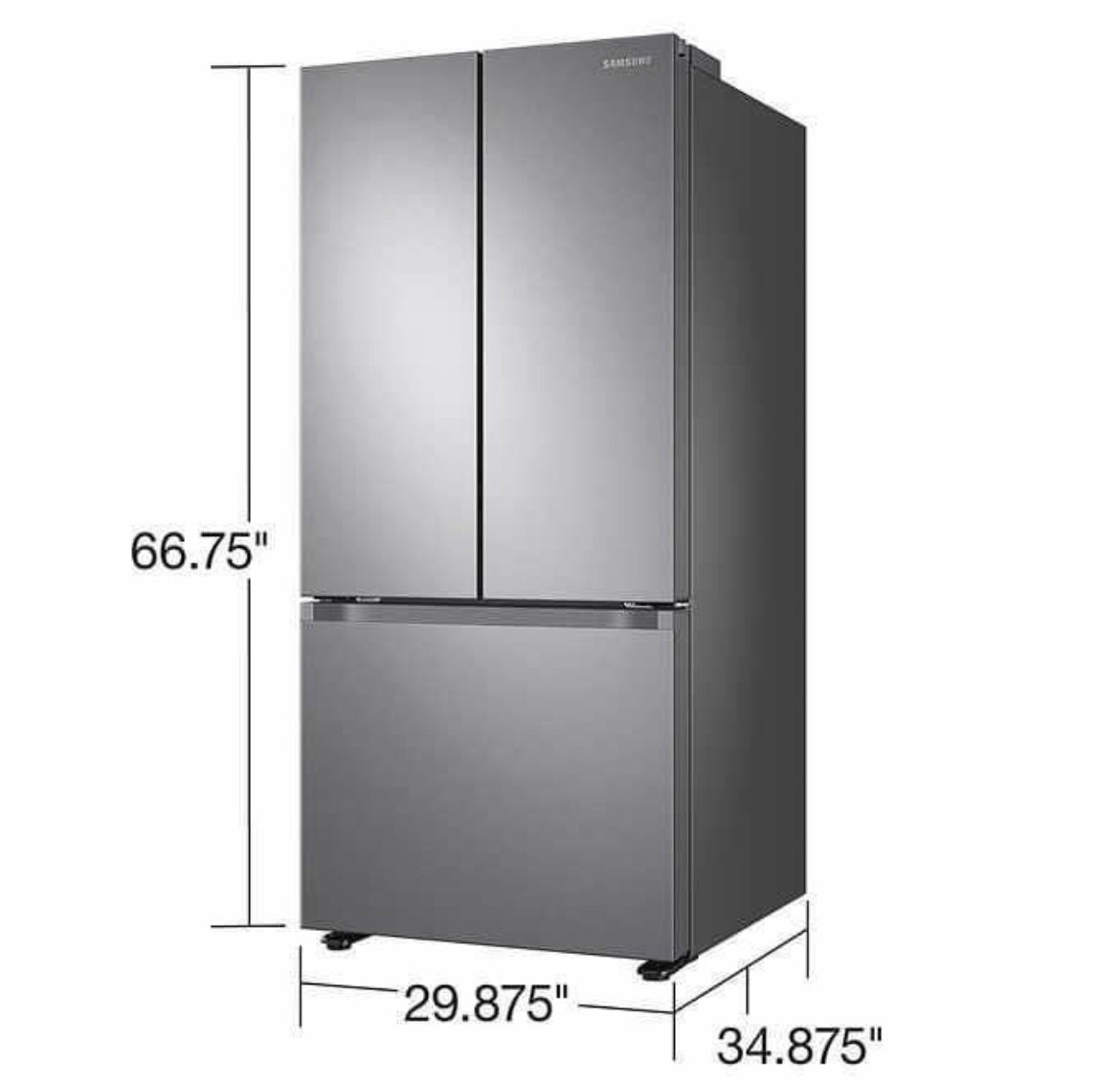 Samsung - 22 cu. ft. Smart 3-Door French Door Refrigerator - Stainless steel