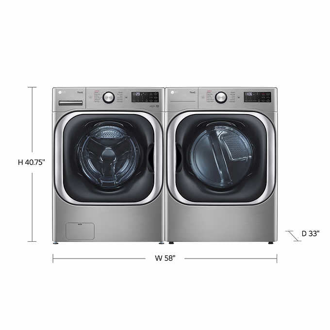 LG 5.2 cu. ft. Mega Capacity Front Load Washer and 9.0 cu. ft. Mega Capacity ELECTRIC Dryer with Built-In Intelligence