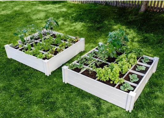 Vita 4'x4'x11" Modular Vinyl Garden with Planting Grid 2-pack