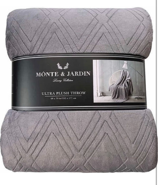 Monte & Jardin Luxury Collection Ultra Plush, Cozy, & Soft Throw, Heavy Weight for Extra Warmth 60 X 70in (Grey)