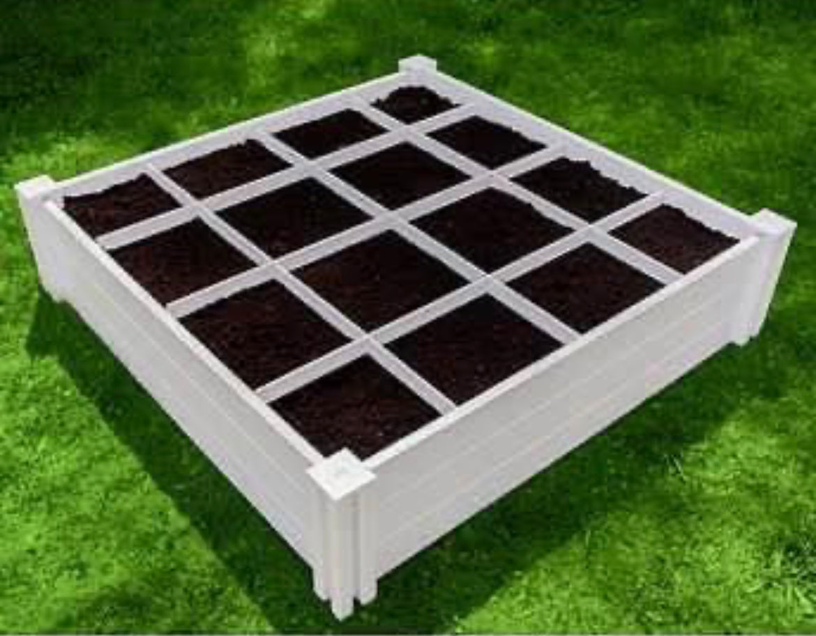 Vita 4'x4'x11" Modular Vinyl Garden with Planting Grid 2-pack