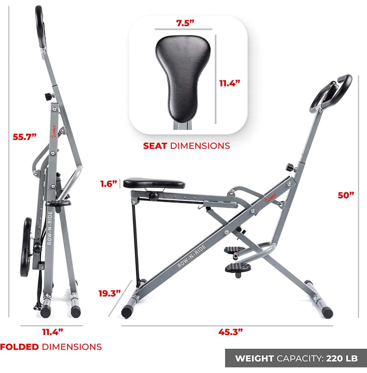 Sunny Health & Fitness Squat Assist Row-N-Ride Trainer for Glutes Workout