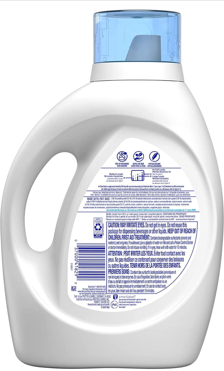 Tide Free & Gentle Liquid Laundry Detergent, 64 loads 92 fl oz