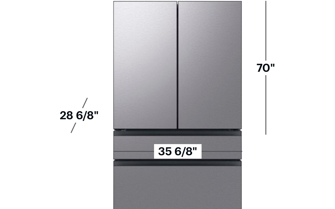 Samsung - 23 cu. ft. Bespoke Counter Depth 4-Door French Door Refrigerator with Beverage Center - Stainless steel