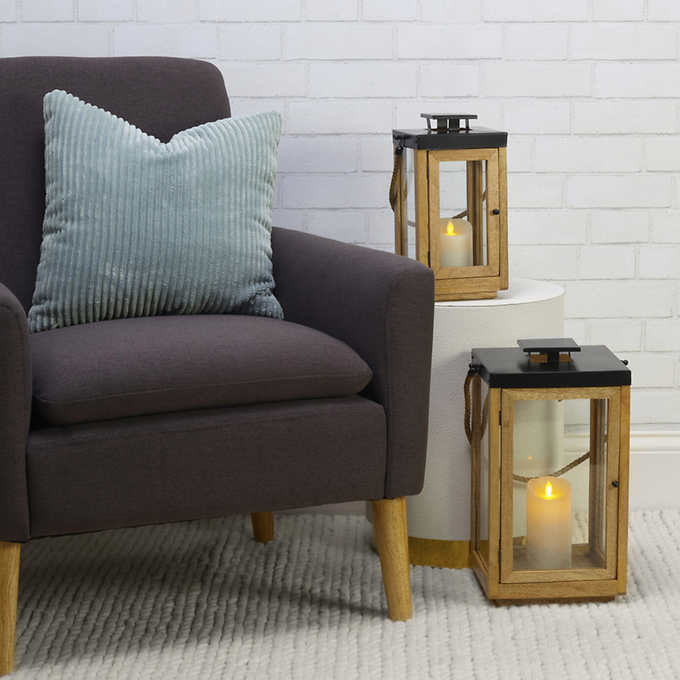 Mikasa Mango Wood Lantern Set, 2-piece