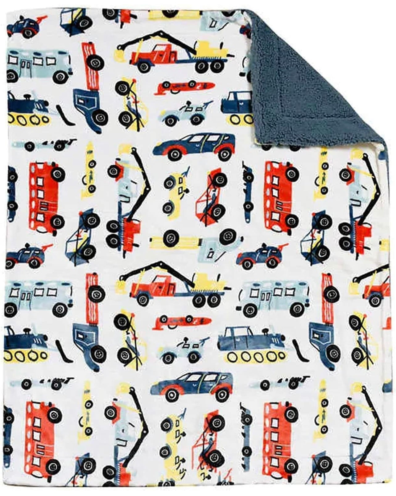 Life Comfort Kids Ultimate Sherpa Fleece Blanket Cars Blue