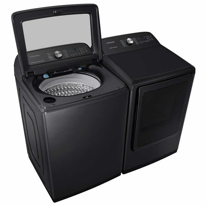 Samsung 5.0CuFt Top Load Washer with Super Speed and 7.4CuFt ELECTRIC Dryer with Steam Sanitize+