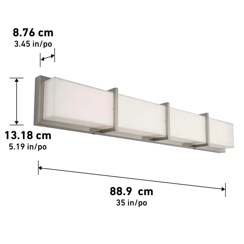 Subway 35 in. 4-Light Integrated LED Stainless Steel Modern Bath Vanity Light Bar Wall Fixture for Bathroom Mirror