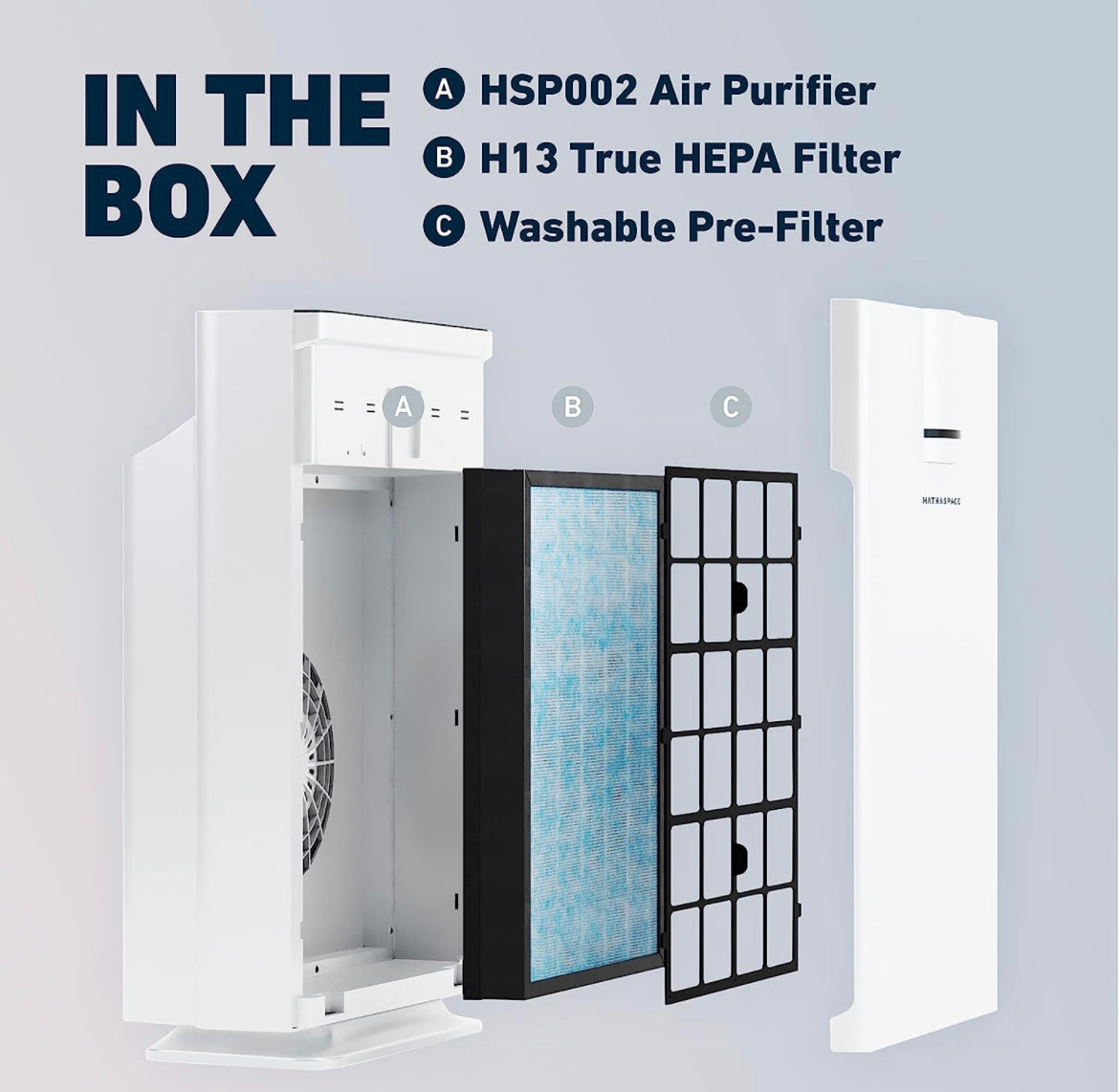 HATHASPACE Smart Air Purifiers for Home, Large Room - HSP002, 2.0 - True HEPA Air Purifier & Filter for Allergen