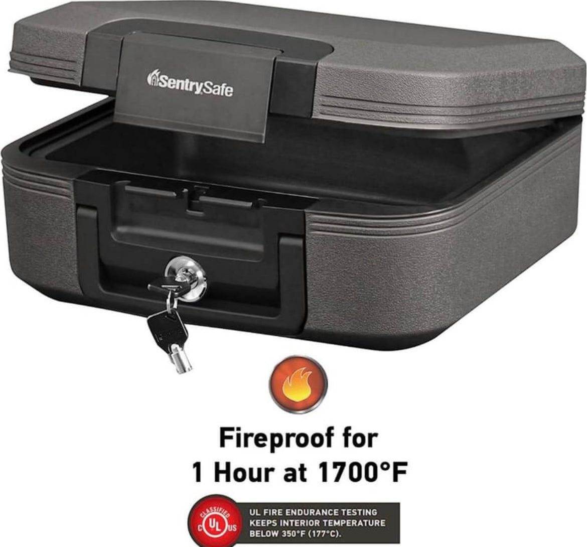 SentrySafe Fireproof and Waterproof Safe Box with Key Lock, Fire and Water Chest Safe for Home