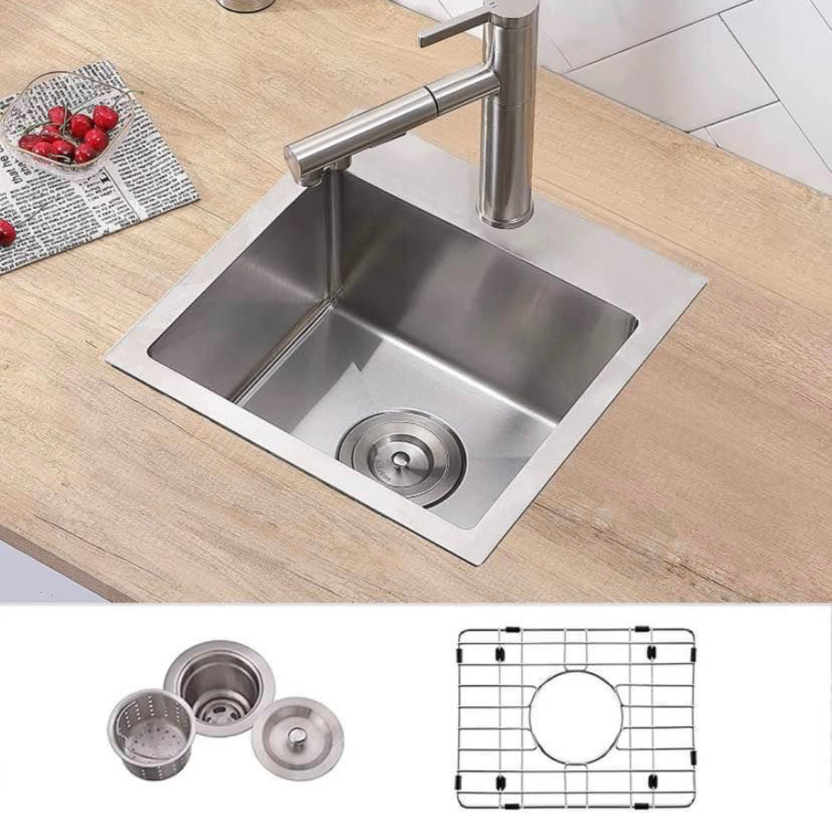 VCCUCINE Drop in Bar Sink, 15 x 15 Inch Topmount RV Small Kitchen Sink