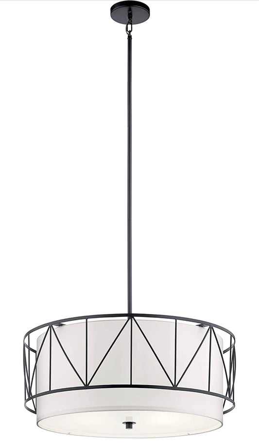 Kichler Birkleigh 11.5" 4 Light Pendant with Satin Etched Glass in Black