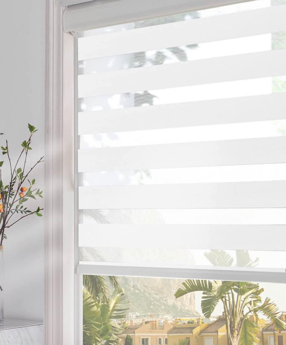 Tonature Customize Zebra Blinds Dual Layer Roller Sheer Shades 72" W X 72" White Blinds Light Filter